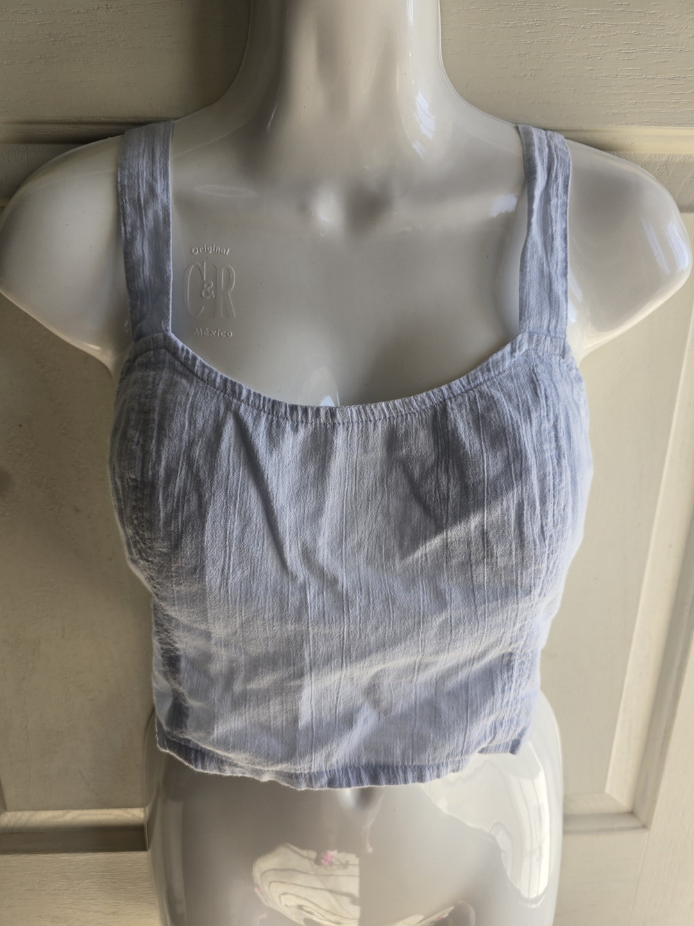 aerie Light Blue Cropped Tank with Wide Straps